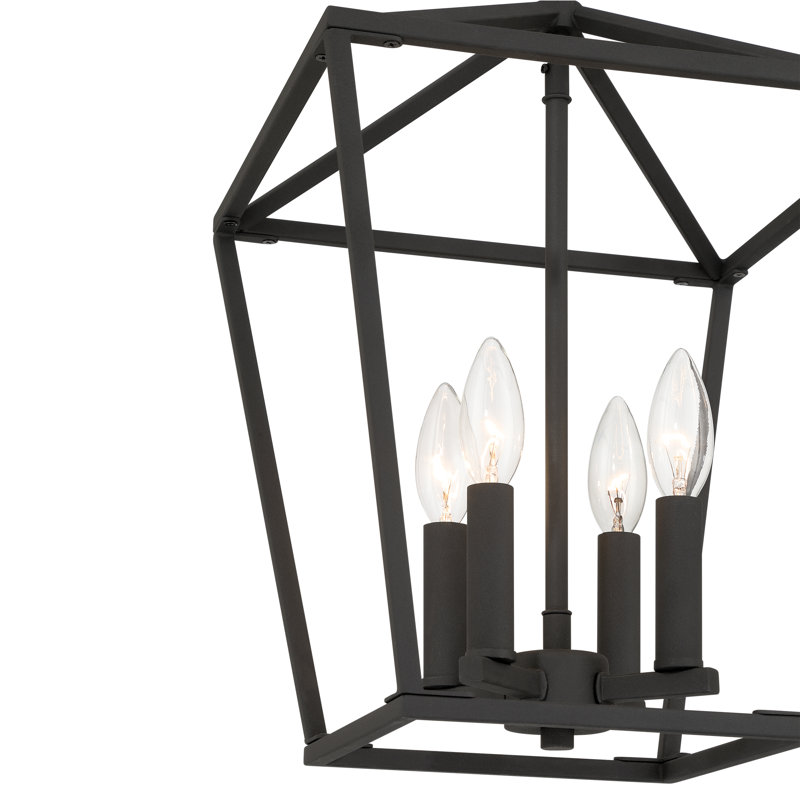 Lustre géométrique à 4 lumières à intensité variable Natalja, Noir mat
