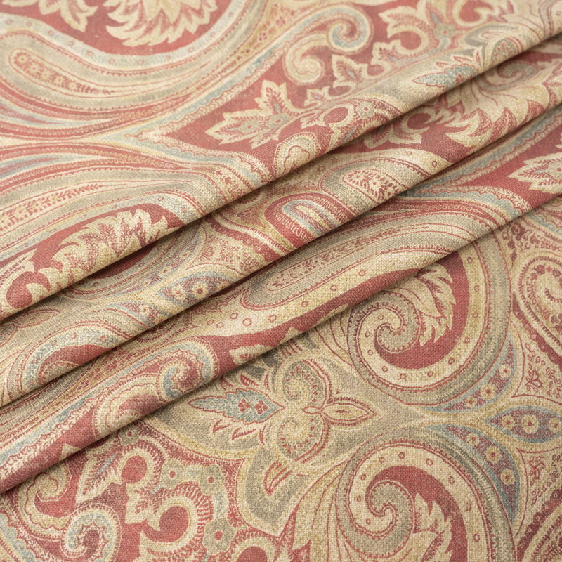 Tissu d'ameublement, 55% lin / 45% coton Waverly, coupé par cour, Quiet Place Rouge