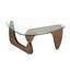 Modern Triangle Design With Solid Wood Base And Clear Glass Top Accent-walnut Brown-130189150