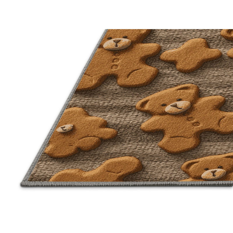 Washable Teddy Grahams Desserts Area Rug, Square 3'