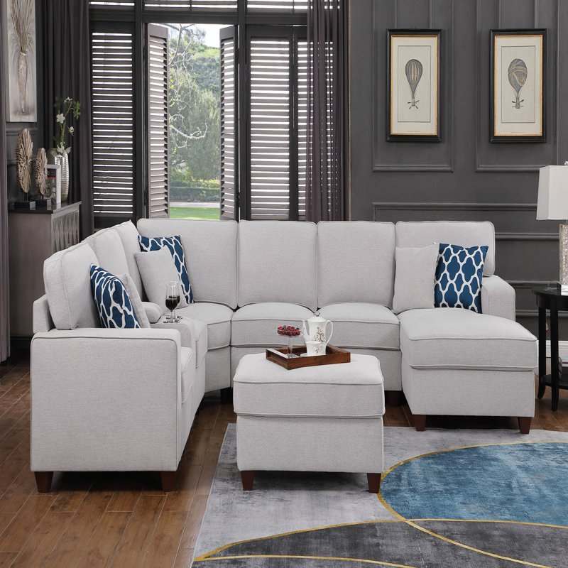 8 Pieces Upholstered Sectional With Ottoman