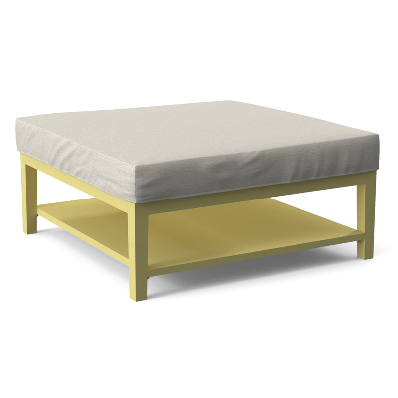 Hammond Square Ottoman, Antique Frost White Finish, White Performance Fabric; 0851-94