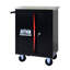 Chariot à outils multifonction à double porte avec comptoir en acier inoxydable, noir et rouge, idéal pour l'organisation de garage et d'atelier