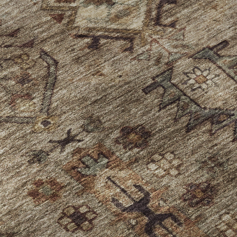 Premium Machine Washable Mayfield AMF2047 Global Rug, 5' x 7'6", Brown