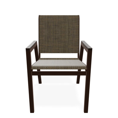 Bazza Sling Aluminum Frame Dining Height Stacking Bistro Chair with Marine Grade Polymer Arm Accent