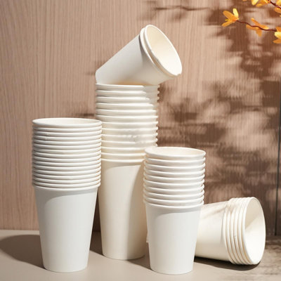 Disposable Paper Coffee Cups 12 Oz 100 Count, Leak-Proof Paper Cups 12 Oz, Sturdy White Coffee Cups For Cold And Hot Drinks, Party, Office, Travel And Events