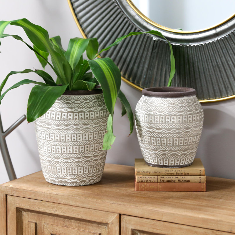 Vase de table Cement, H 11 po x l 9,25 po x P 9,25 po