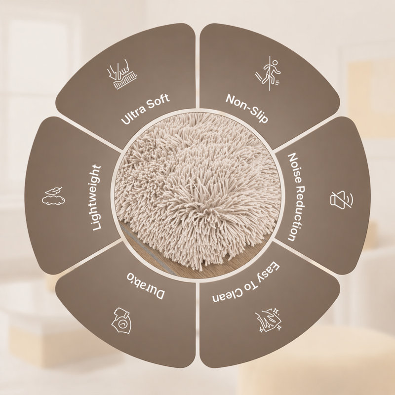 Aspire Homeware Beige Shaggy Area Rug Soft Plush Indoor Carpet, Rectangle 80cm Width X 150cm Length
