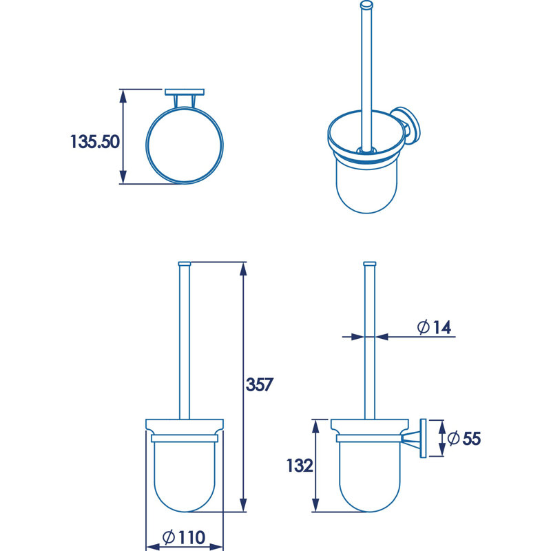 Westminster Wall Mounted Toilet Brush Holder