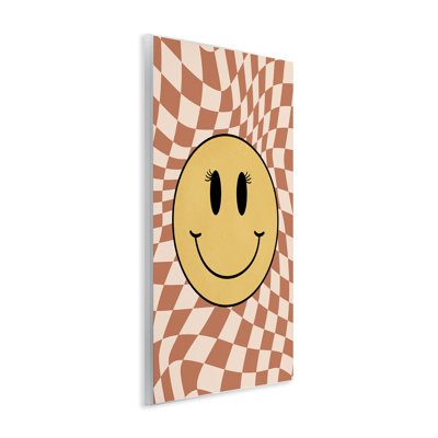 Art mural rétro à carreaux avec sourire par JJ Design House, LLC.