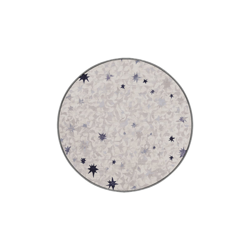 Tapis gris soyeux et moelleux, Rond 4 pi