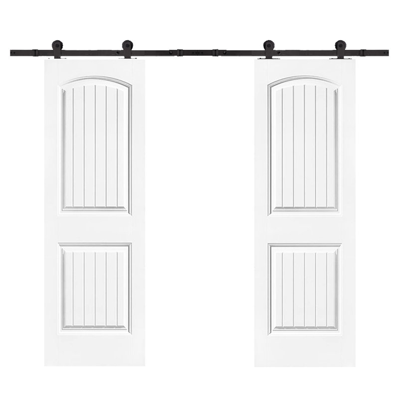 Porte de grange Callhome en bois manufacturé et en métal à panneaux avec trousse de quincaillerie d'installation, Noir mat