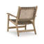 Fauteuil d'appoint tissé, bandes de similicuir taupe, motif natté, brun