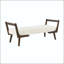 Banc de style Mid-Century 52 po avec pieds en bois de noyer et revêtement en chenille