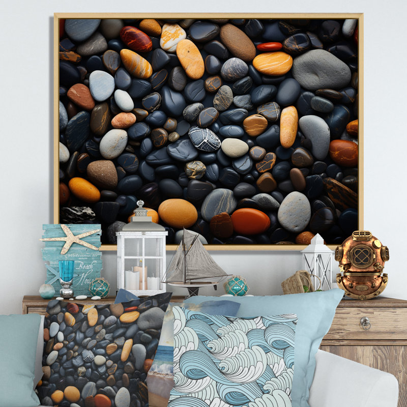 Motif de plage rocheuse III sur toile, H 16 po x l 32 po, Cadre photo blanc
