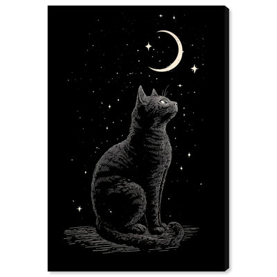 «Black Cat Parmi les Étoiles», reproduction d'art sur toile par Art Remedy, 10 x 15
