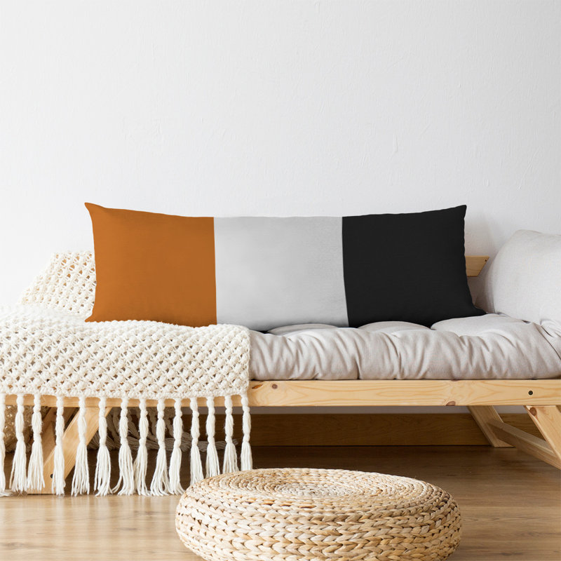 Polyester Medium Pillow, Orange/White Middle