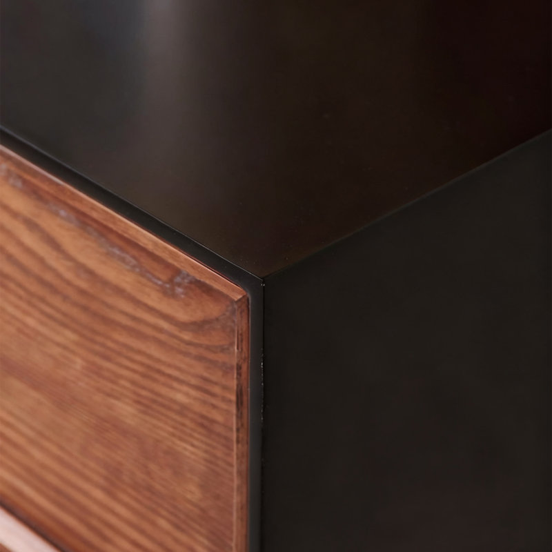 Armoire d'appoint en bois manufacturé noir massif, H 33,46 po x l 62,99 po x P 15,75 po