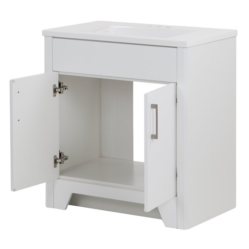 30.5" Single Bathroom Vanity With Cultured Marble Top, White