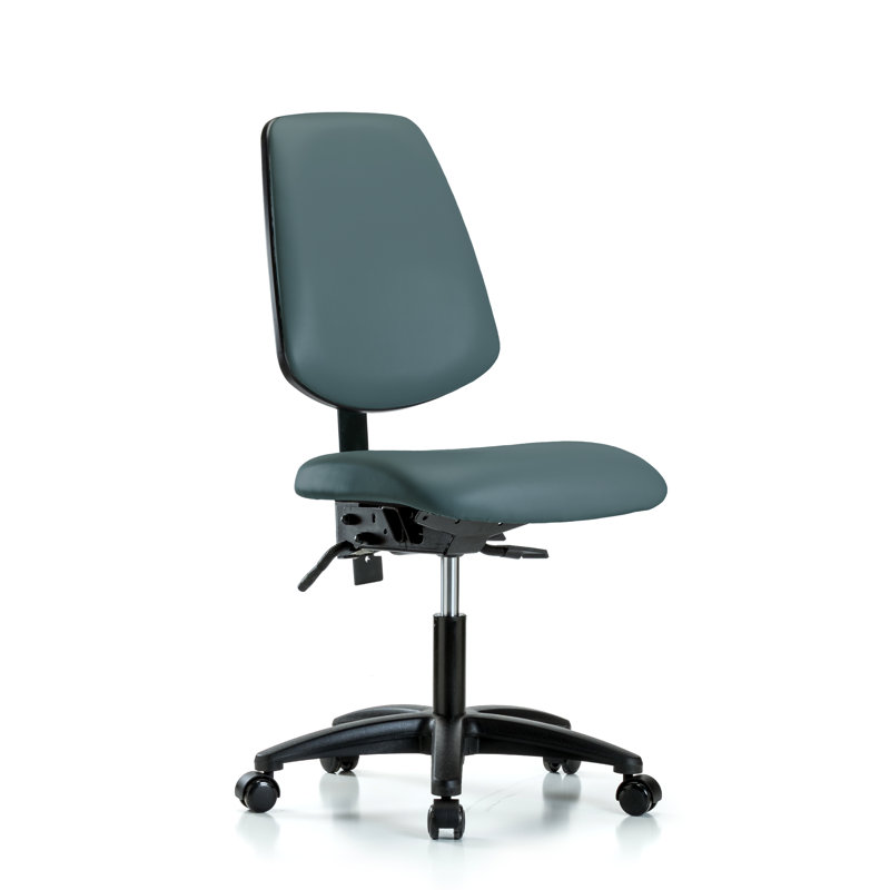 Evelin Vinyl Task Chair, Casters, Colonial Blue, Not Included