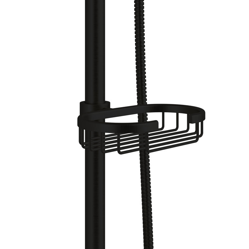 Kauai III 8-in Rain Showerhead Shower System with Slide Bar and Integrated Soap Dish 1.8 GPM, Matte Black