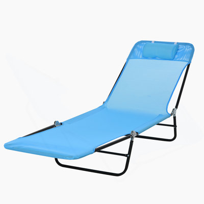 Outsunny Folding Chaise Lounge Chair With Reclining Back, Breathable Mesh Seat, And Headrest For Beach, Yard, Patio Comfort