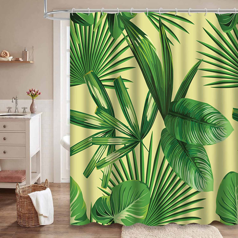 Rideau de douche imperméable à motif palmier tropical avec 12 crochets, L 72 po x l 78 po