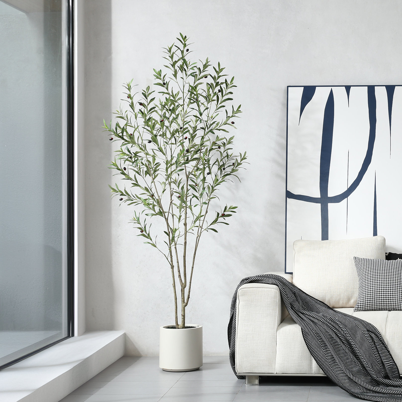 Olive Tree in Pot, 84'' H X 24'' W X 24'' D