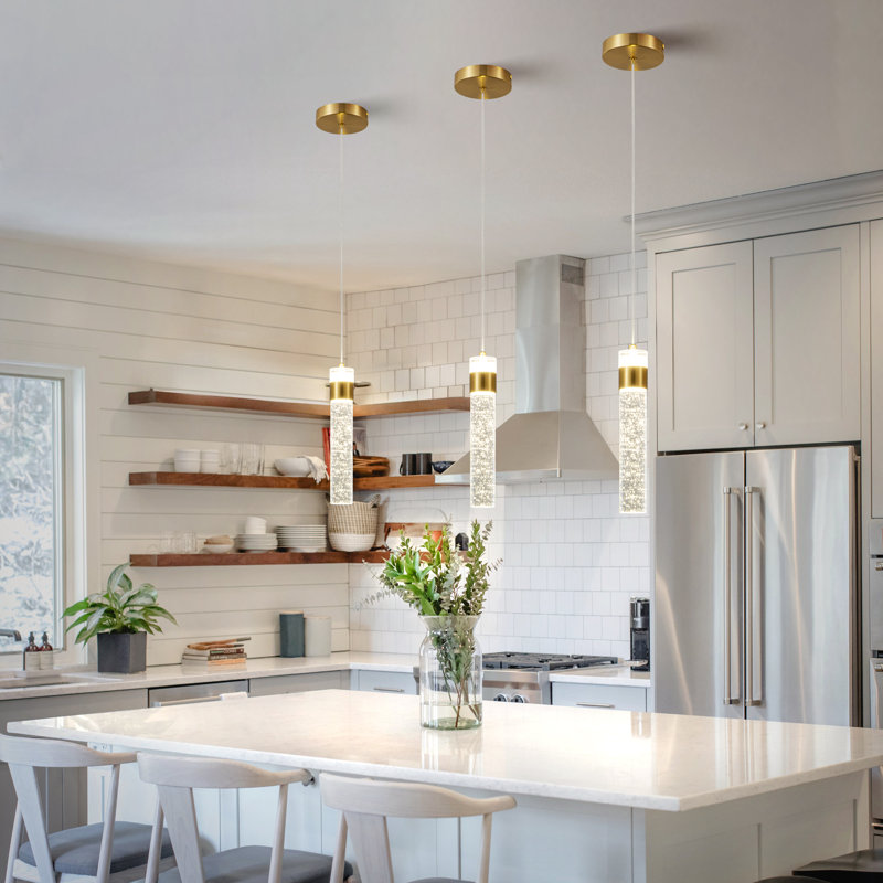 Dimmable Pendant Lights with Clear Shades, Gold