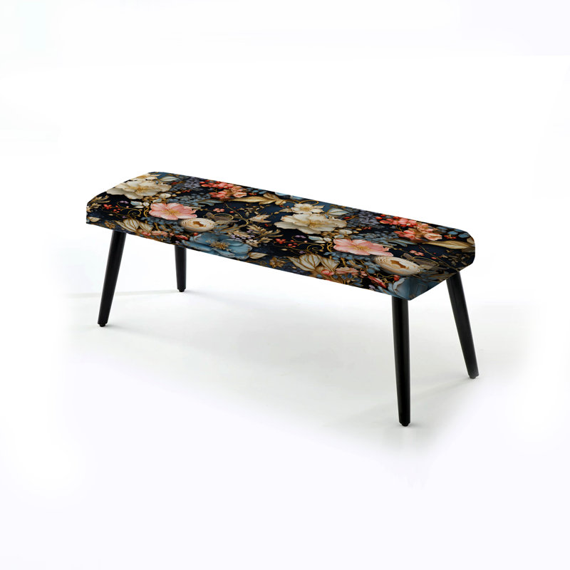 Eclectic Flower Patchwork Melody - Banc rembourré noir éclectique