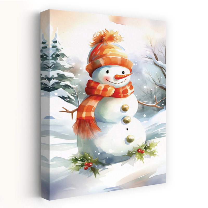 «The Most Wonderful Snowman», art contemporain de paysage d'hiver abstrait, H 36 po x l 24 po