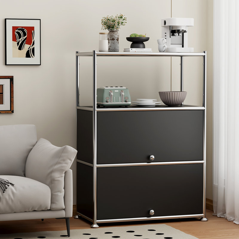 2 - Door Accent Cabinet with Adjustable Shelves, Black