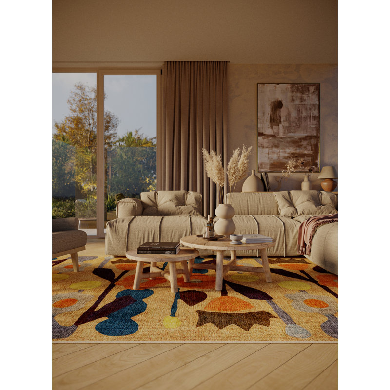 Tapis Rajeana avec envers antidérapant, Rond 5 pi