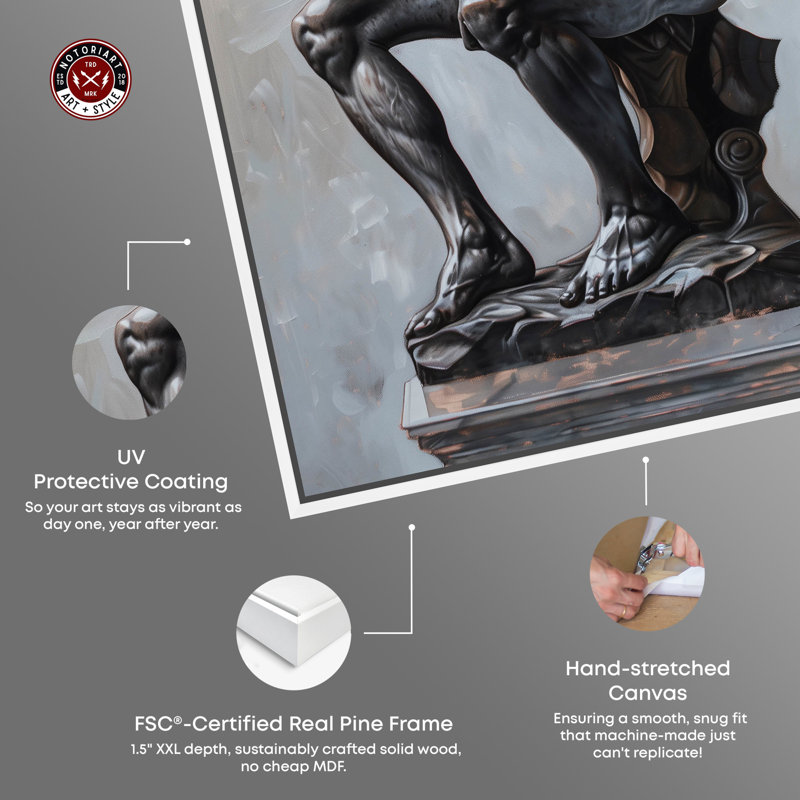 Notori Art Notoriart Ebony Statue In Thought Framed Style 1 Piece Canvas Wall Art