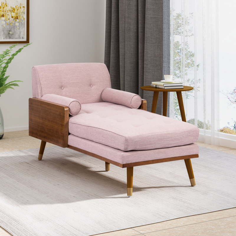 Chaise longue à 2 accoudoirs capitonnés Cape, Rosé clair