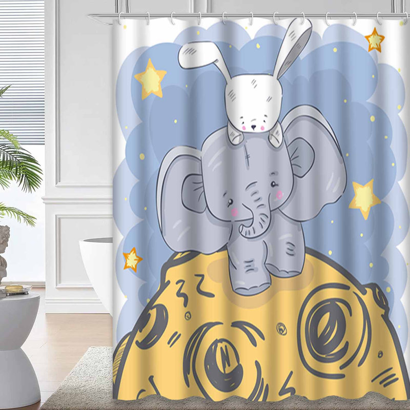 Rideau de douche mignon avec 12 crochets, L 72 po x l 84 po