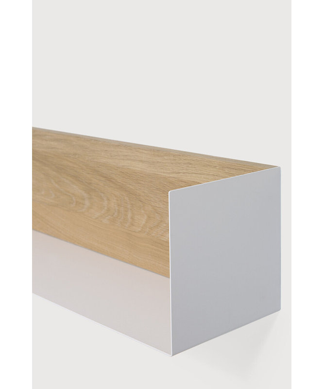 U Oak Solid Wood Accent Shelf, 5.9" H x 27.6" W x 5.9" D, White