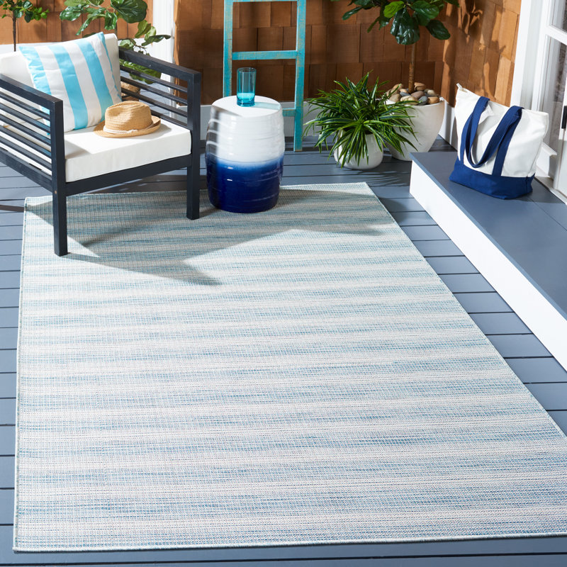 Medena 231 Area Indoor/Outdoor Area Rug In Aqua Ivory / Multi, Rectangle 6'5" x 9'6"