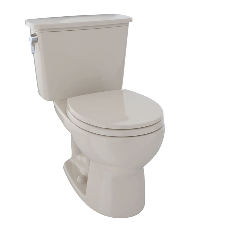 Drake® 1.28 GPF (Water Efficient) Round Two-Piece toilet (Seat Not Included), Bone, Left-Hand