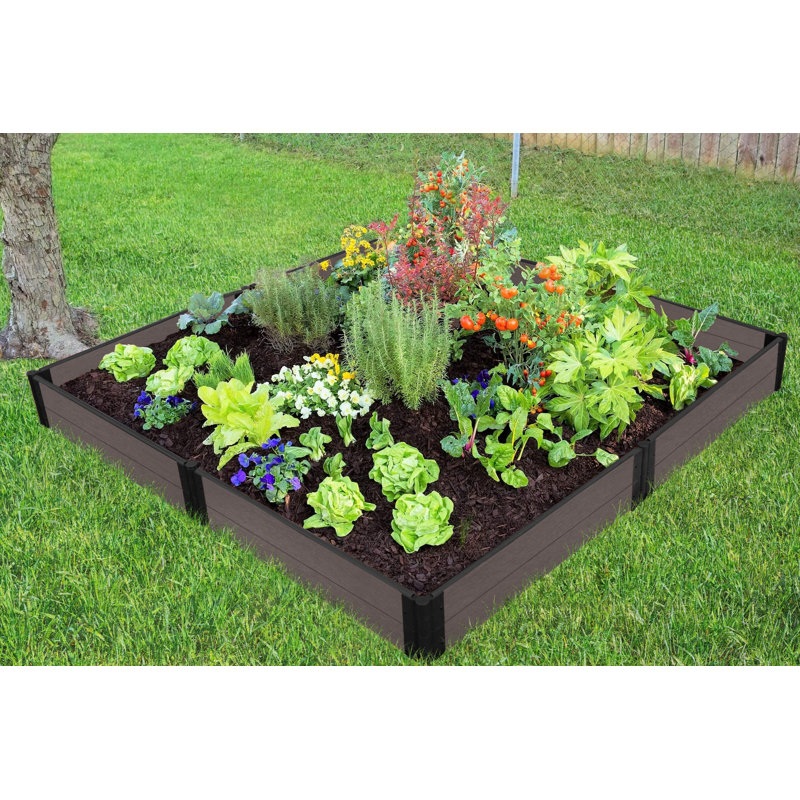 Composite Raised Garden Bed, Weathered Wood, 11" H x 96" W x 96" D