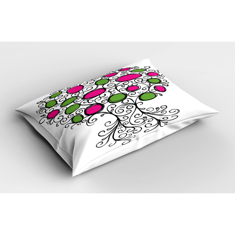 Colorful Pink and Green Microfiber Pillow Sham Set