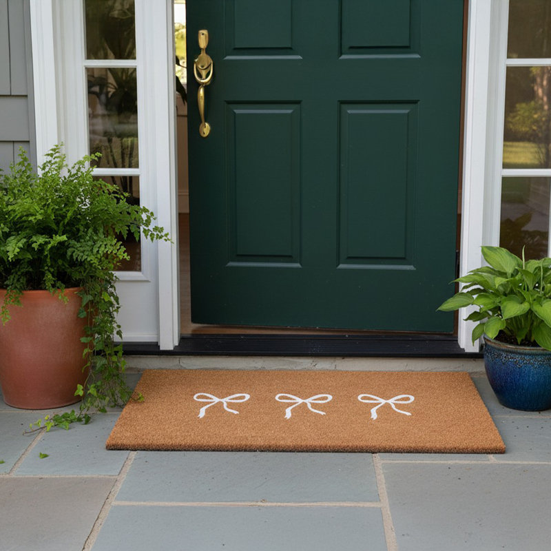 Bow Trio Doormat, 24" W x 36" L, White