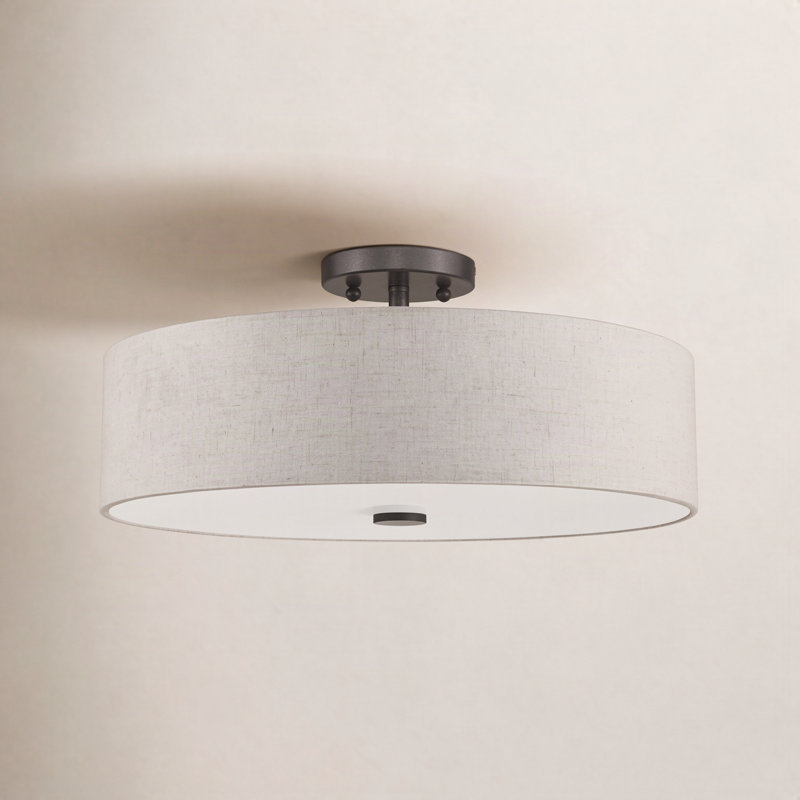 Flaire Linen Blend Semi Flush Mount, English Bronze