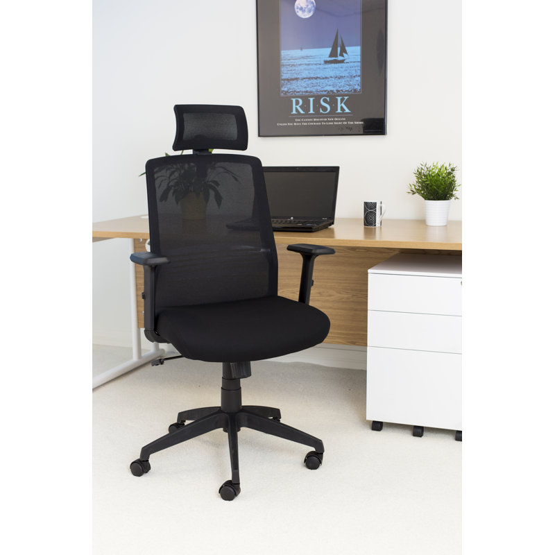 Hinton Polyester Blend Office Chair with Headrest