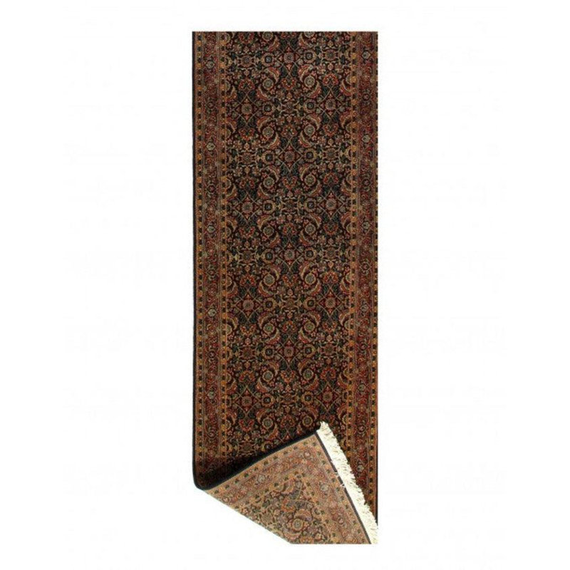 Tapis oriental en coton / laine noir / rouge / bleu 2 pi 7 po x 14 pi 1 po Oriental
