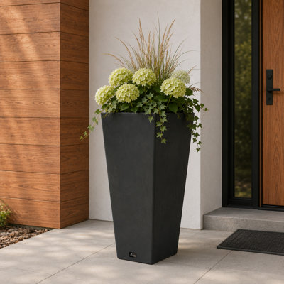 Valencia 24" Square Tapered Indoor/Outdoor Planter with Water Reservoir Tray