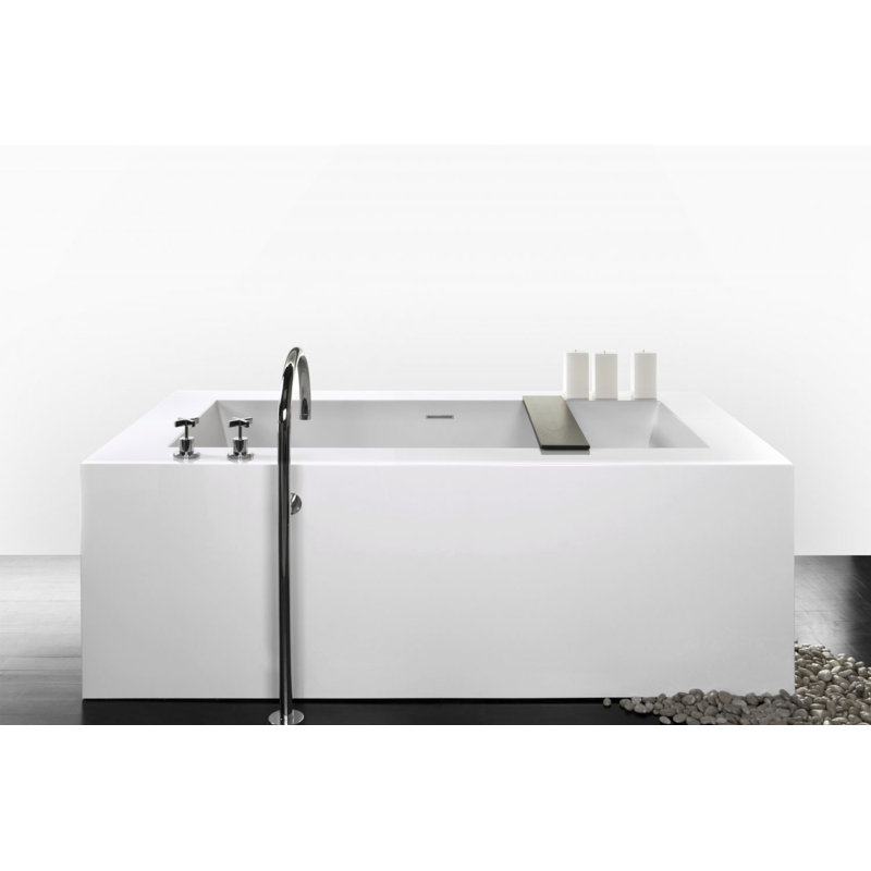 Cube 72'' L Soaking Bathtub, Brushed Nickel, Matte White