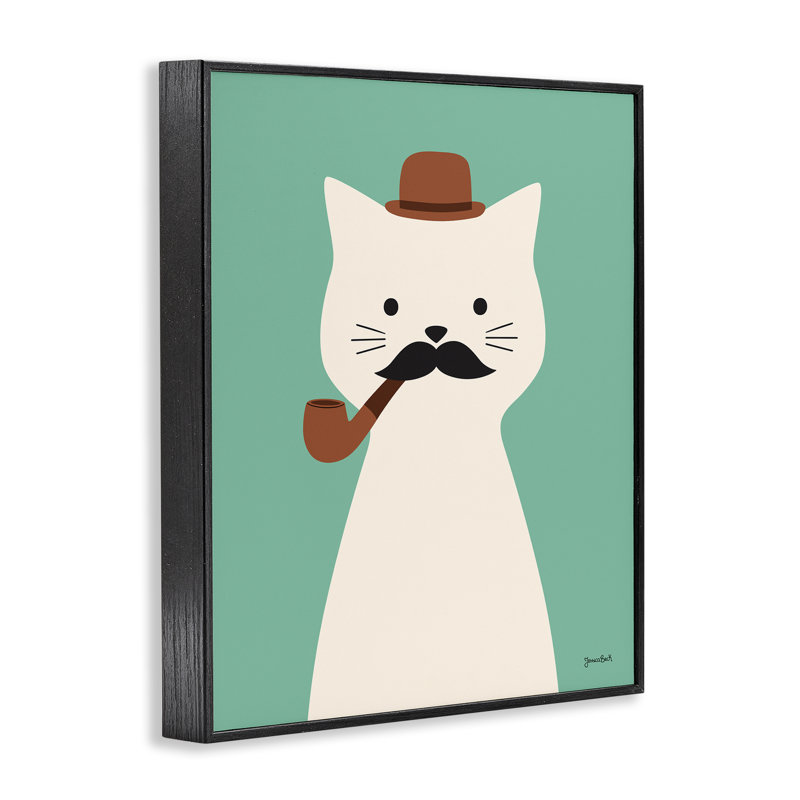 Art de giclée encadrée blanche par un chat, H 20 po x l 16 po, Giclée encadrée noir minuit