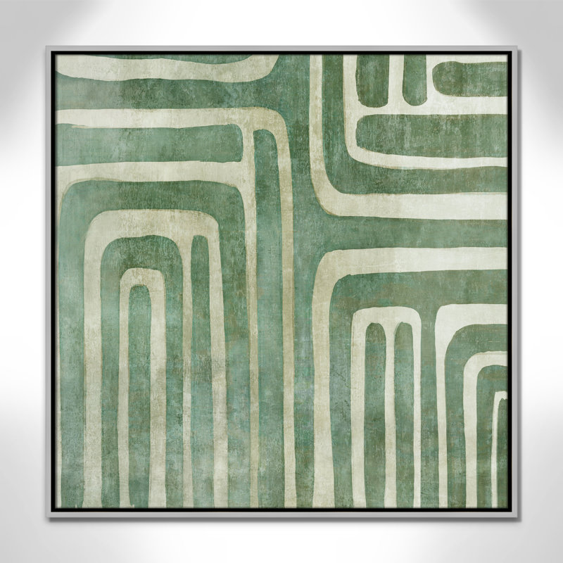 «Whimsical Green I Print» par Emma Peal, H 31,5 po x l 31,5 po x P 2 po, Encadrement argenté
