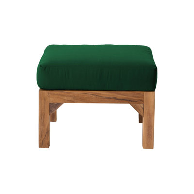 Repose-pieds extérieur en teck avec coussin Sunbrella